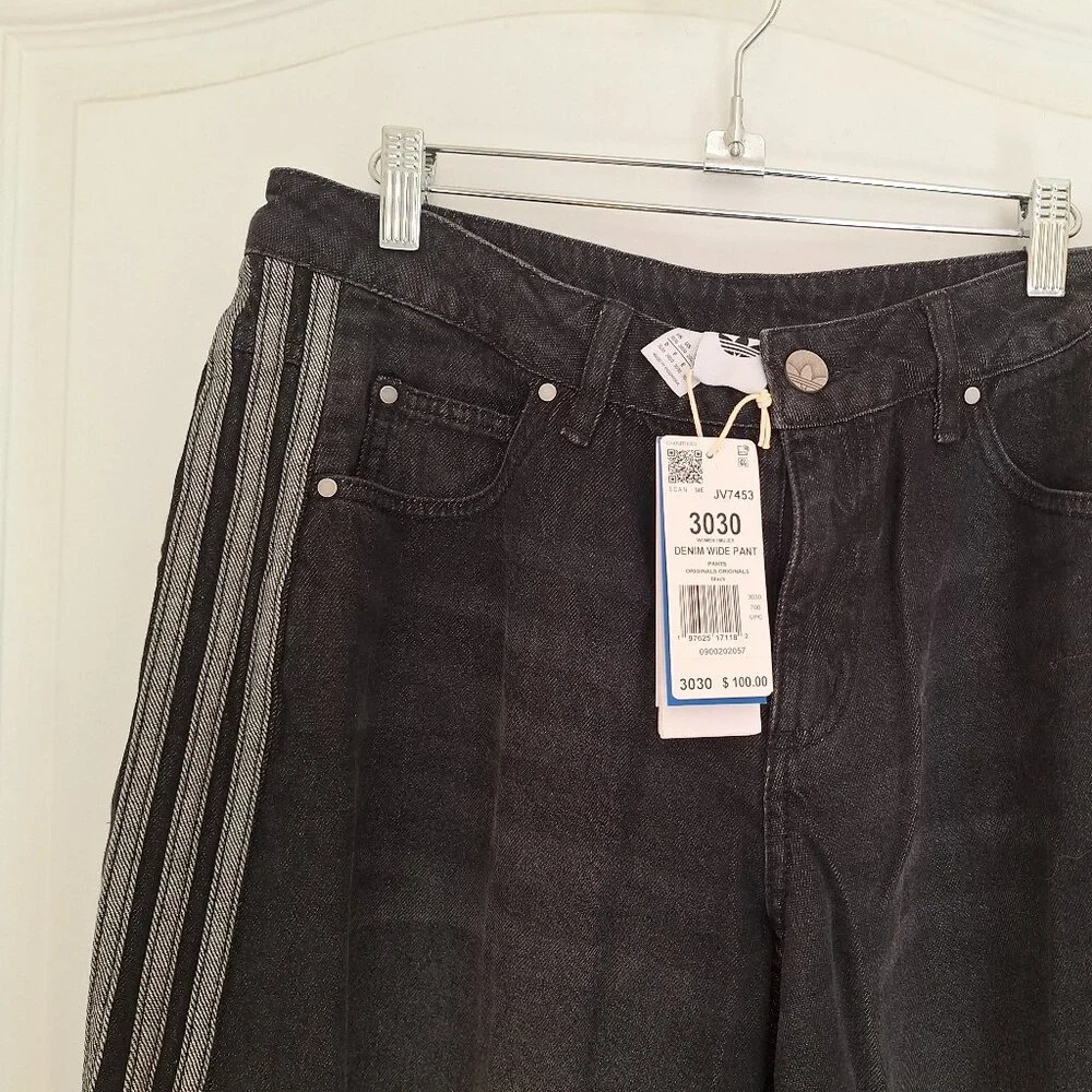 NWT Adidas Adicolor Adilenium Denim Wide Pants Women Size 30/30 - Picture 6 of 8